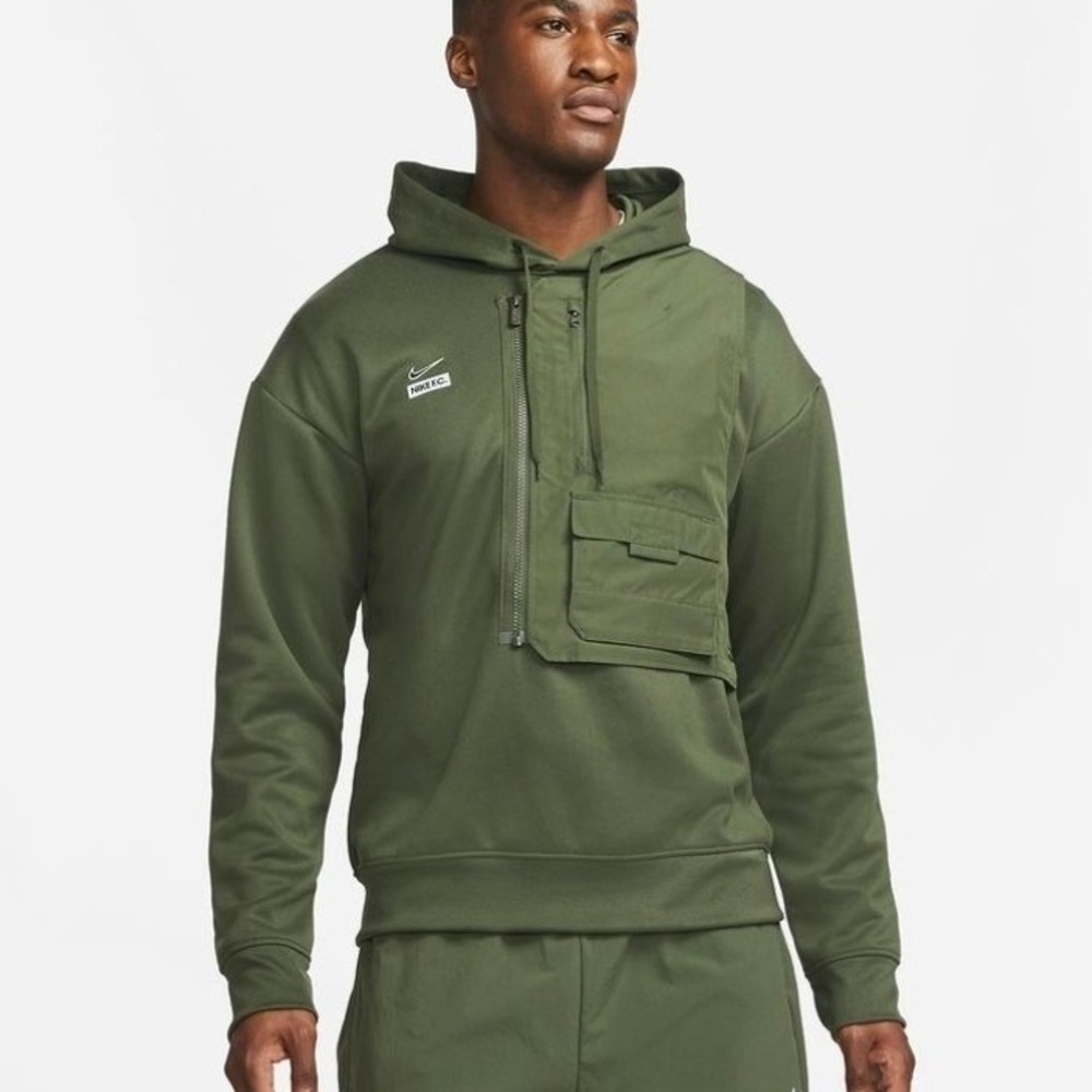 Nike FC Dri-FIT Utility Hoodie Olive Green Tactical Chest Rig Vest Mens Small